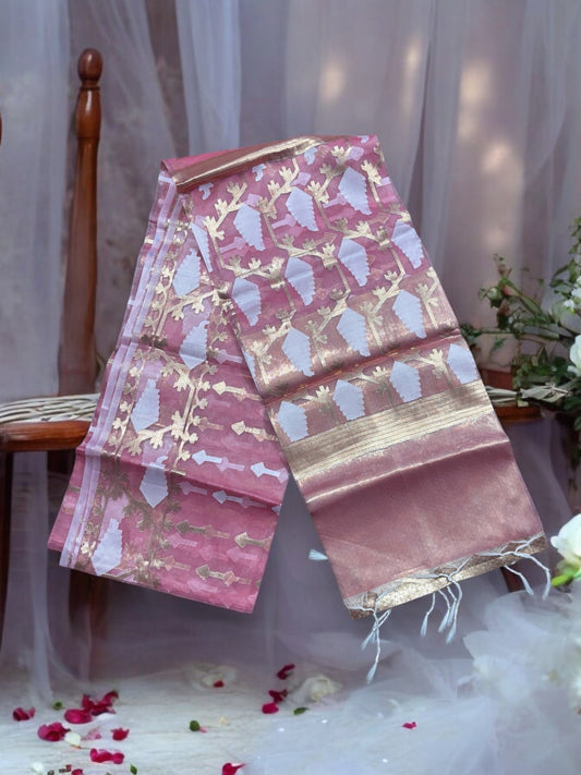 TRADITIONAL ORGANZA MASLINE JARI JAMDANI SAREE - INDIAN ETHNIC WEAR FOR WOMEN- 03