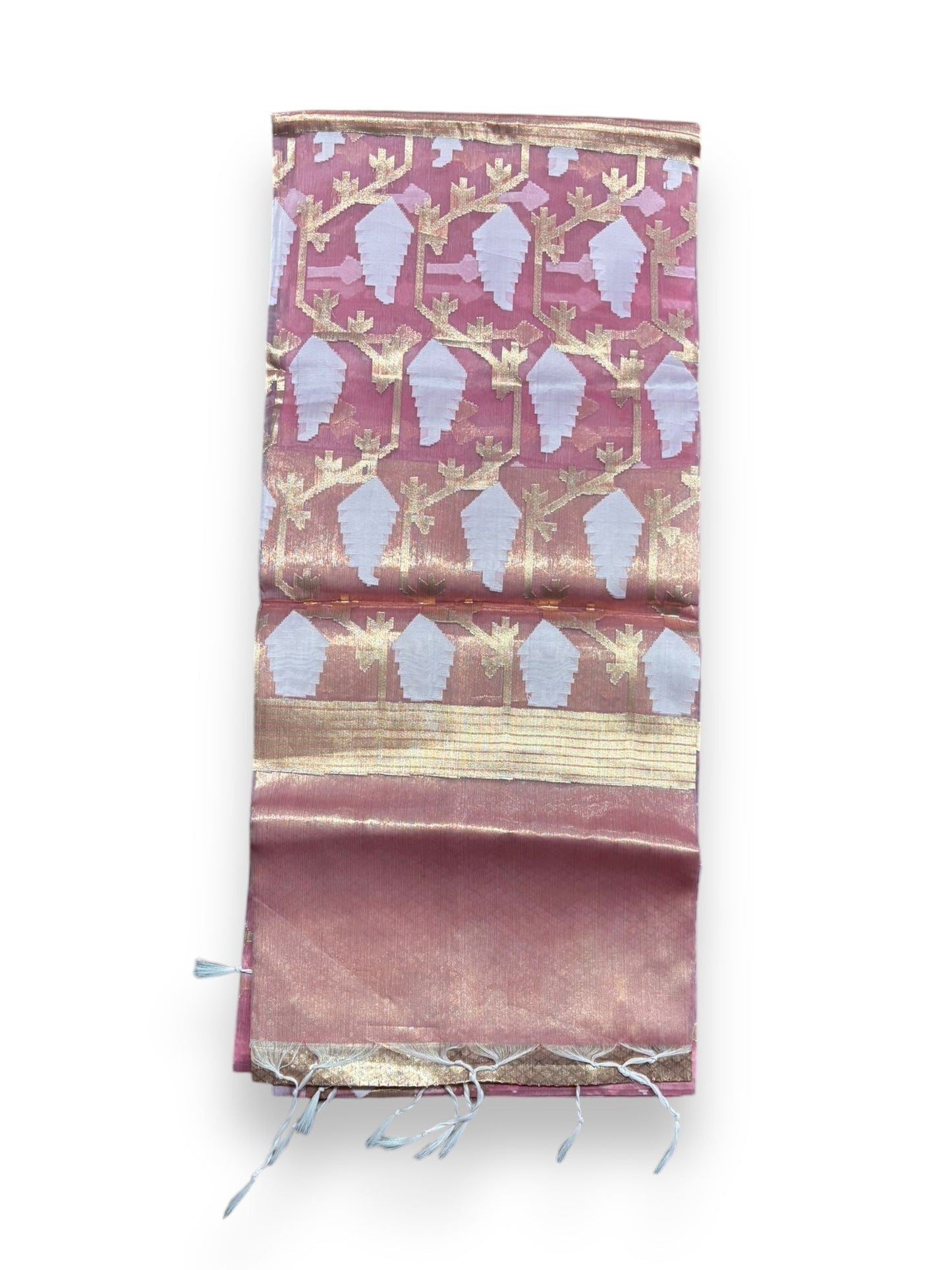 TRADITIONAL ORGANZA MASLINE JARI JAMDANI SAREE - INDIAN ETHNIC WEAR FOR WOMEN- 03