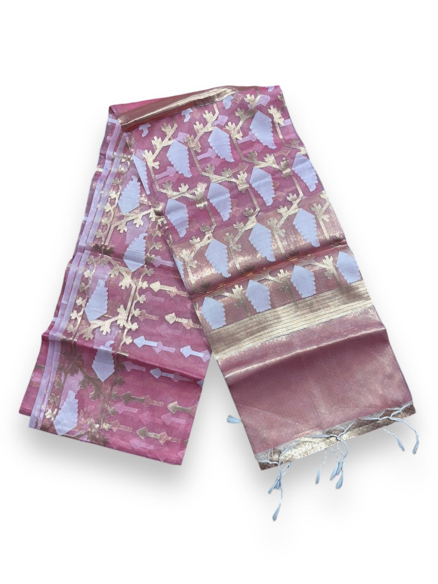 TRADITIONAL ORGANZA MASLINE JARI JAMDANI SAREE - INDIAN ETHNIC WEAR FOR WOMEN- 03