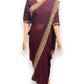 TRADITIONAL PURPLE PARTY WEAR STONEWORK SAREE WITH READY BLOUSE - 023
