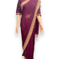 TRADITIONAL PURPLE PARTY WEAR STONEWORK SAREE WITH READY BLOUSE - 023