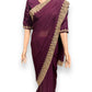 TRADITIONAL PURPLE PARTY WEAR STONEWORK SAREE WITH READY BLOUSE - 023