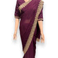 TRADITIONAL PURPLE PARTY WEAR STONEWORK SAREE WITH READY BLOUSE - 023