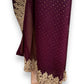 TRADITIONAL PURPLE PARTY WEAR STONEWORK SAREE WITH READY BLOUSE - 023