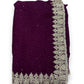 TRADITIONAL PURPLE PARTY WEAR STONEWORK SAREE WITH READY BLOUSE - 023