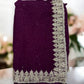 TRADITIONAL PURPLE PARTY WEAR STONEWORK SAREE WITH READY BLOUSE - 023