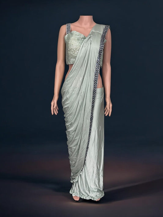 TRADITIONAL READY TO WEAR SAREE WITH READY BLOUSE– ETHNIC WEAR FOR WOMEN-J1