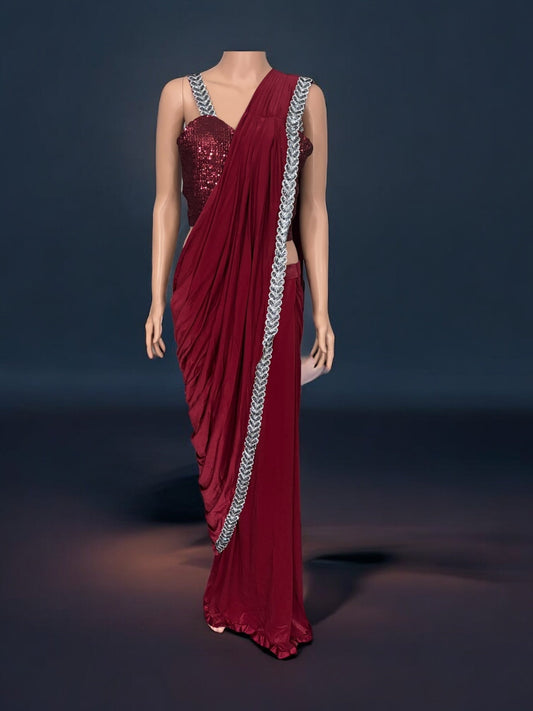 TRADITIONAL READY TO WEAR SAREE WITH READY BLOUSE– ETHNIC WEAR FOR WOMEN-J2