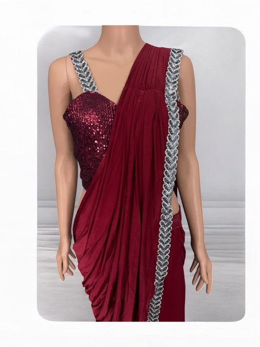 TRADITIONAL READY TO WEAR SAREE WITH READY BLOUSE– ETHNIC WEAR FOR WOMEN-J2