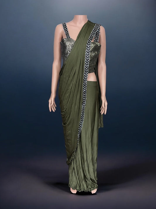 TRADITIONAL READY TO WEAR SAREE WITH READY BLOUSE– ETHNIC WEAR FOR WOMEN-J4