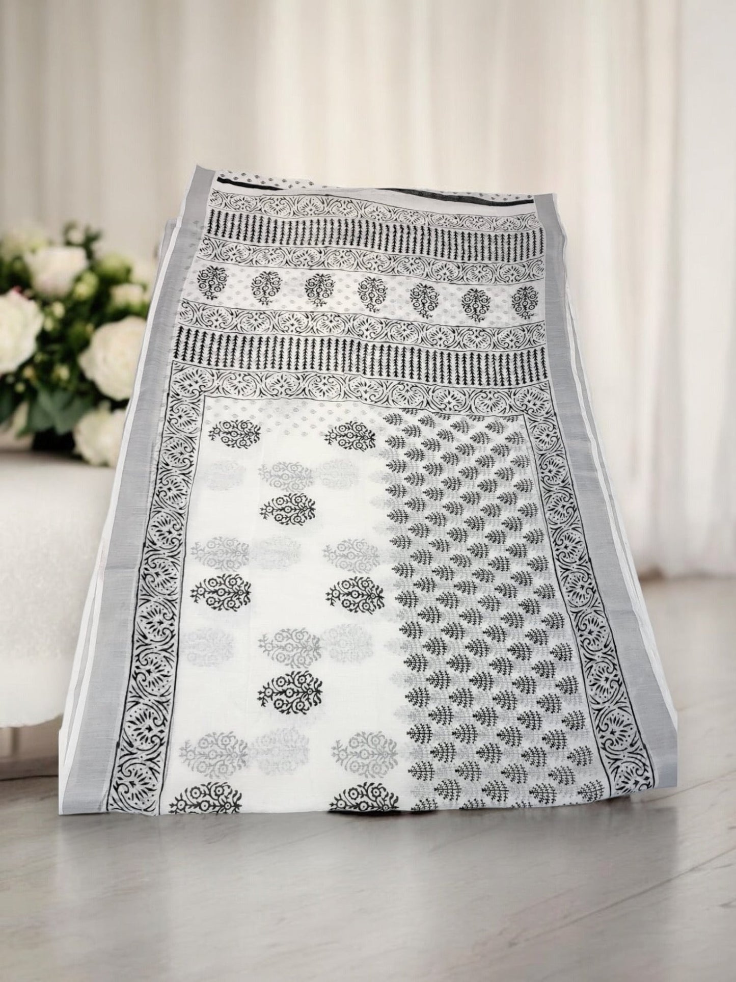 TRADITIONAL SOFT LINEN PRINT SAREE FOR ETHNIC LOOK- INDIAN ETHNIC WEAR FOR WOMEN- 13