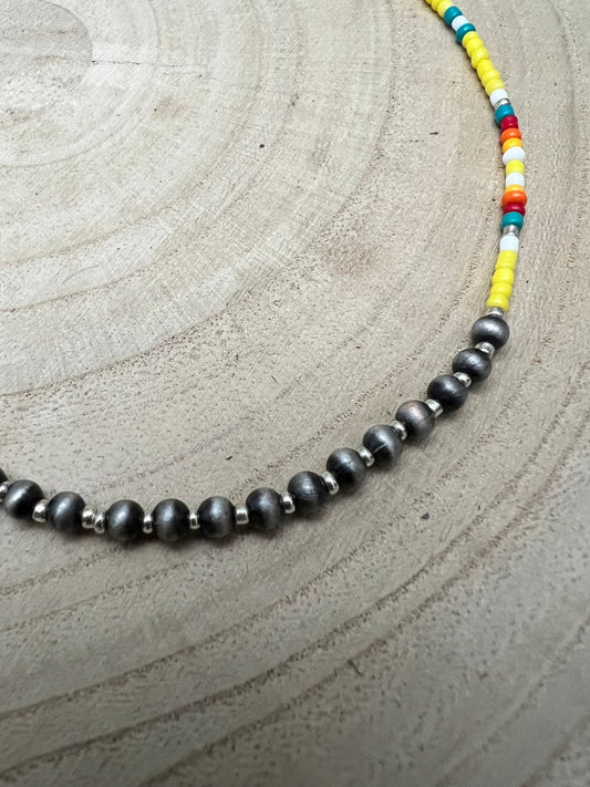 Seed Bead with Faux Navajo Pearl - 13 inch Choker - Deal of the Day!