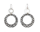 STYLISH SILVERY-GREY SNAKESKIN PRINT HOOP EARRINGS