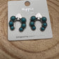 Spade and Faux Turquoise Squash Blossom Earrings - 1 inch drop