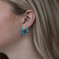 Spade and Faux Turquoise Squash Blossom Earrings - 1 inch drop