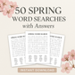 50 Spring Word Search Puzzles with Answers – Instant Download