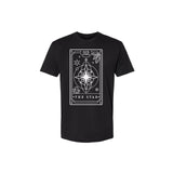 STAR TAROT CARD UNISEX BLACK T-SHIRT INFUSED WITH CLEAR QUARTZ