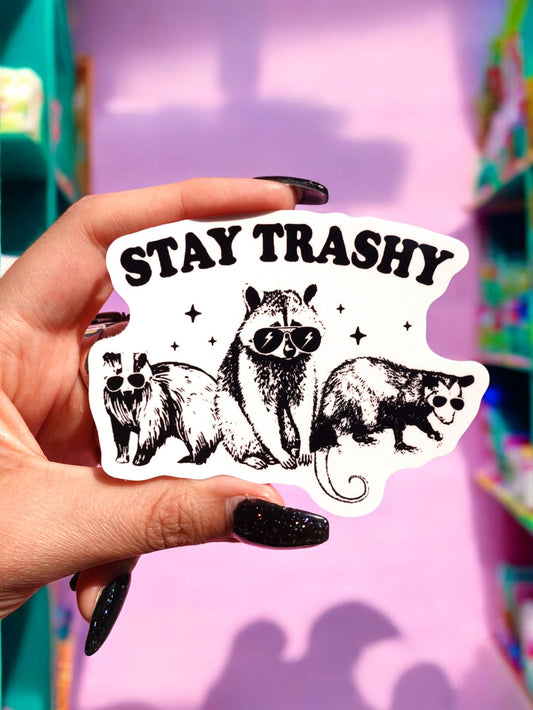 STAY TRASHY RACOON STICKER