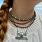 Sterling Melon & Turquoise Bead Choker - 14-inch