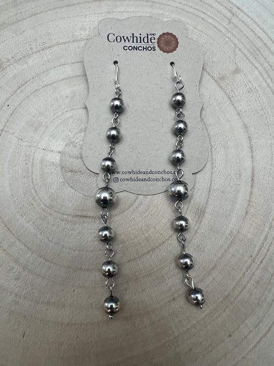 Sterling Silver Pearls dangle earrings - 3 1/2 inch drop!