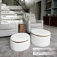 Stowaway Chic Boucle Ottomans, Set of Two