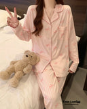 STRIPED BOW LONG SLEEVES AND PANTS PAJAMA SET