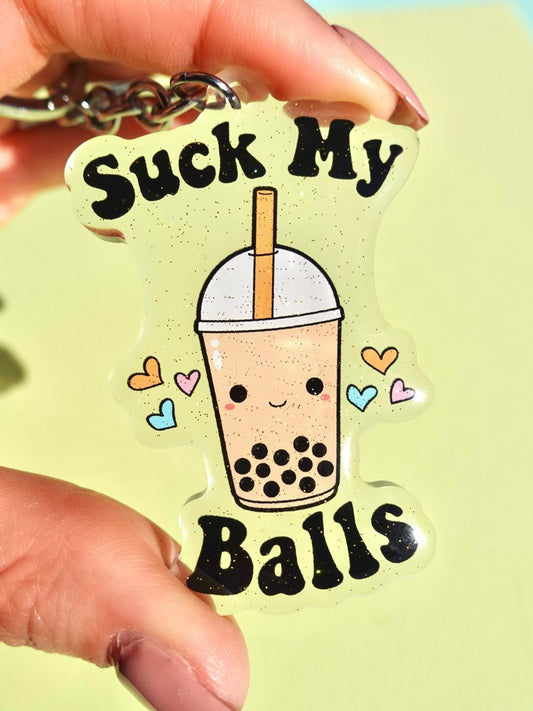 SUCK MY BALLS ACRYLIC KEYCHAIN