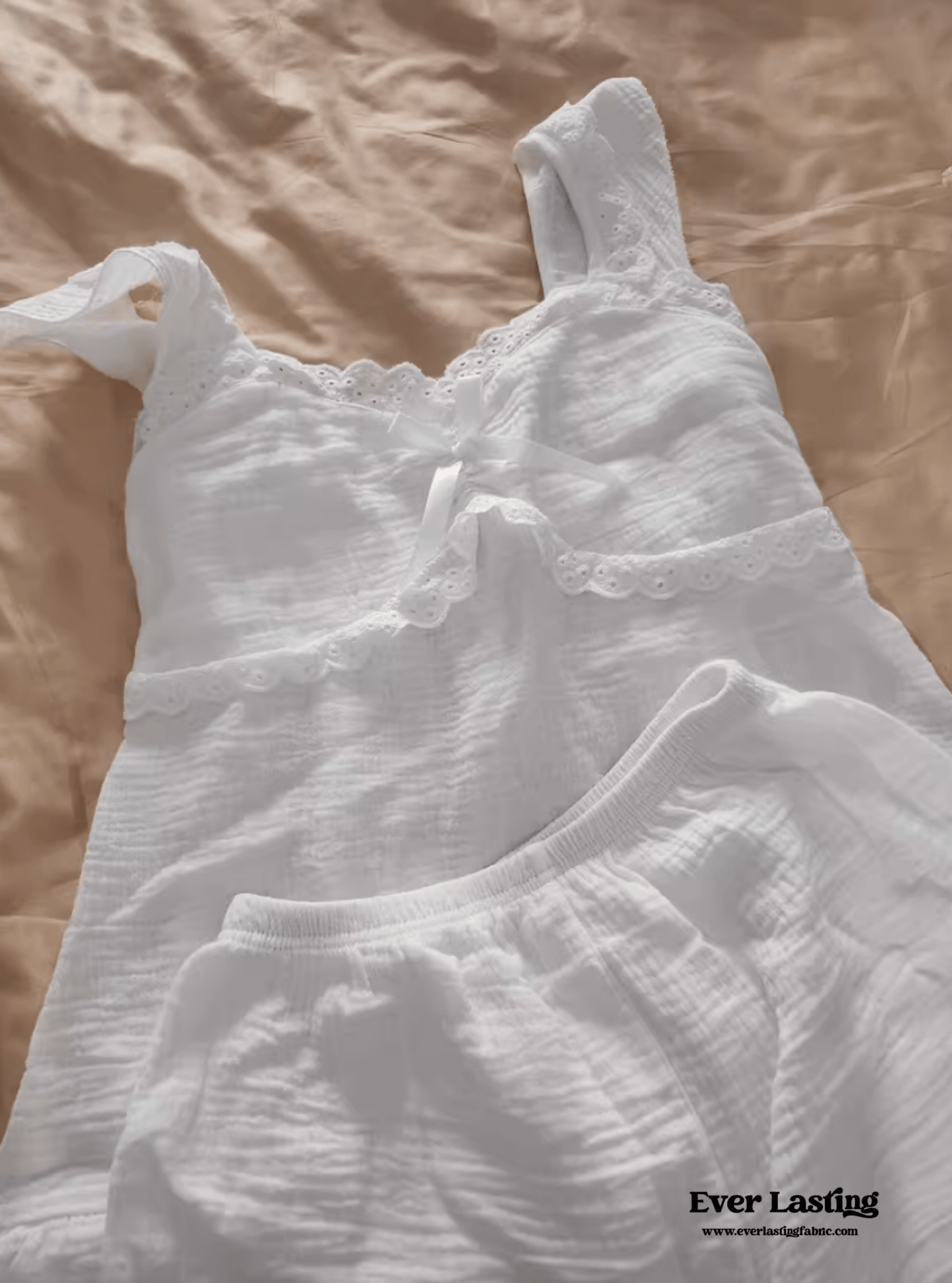 SWEET RUFFLE SHORTS PAJAMA SET / WHITE