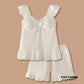 SWEET RUFFLE SHORTS PAJAMA SET / WHITE