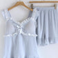 SWEET RUFFLE SHORTS PAJAMA SET / WHITE