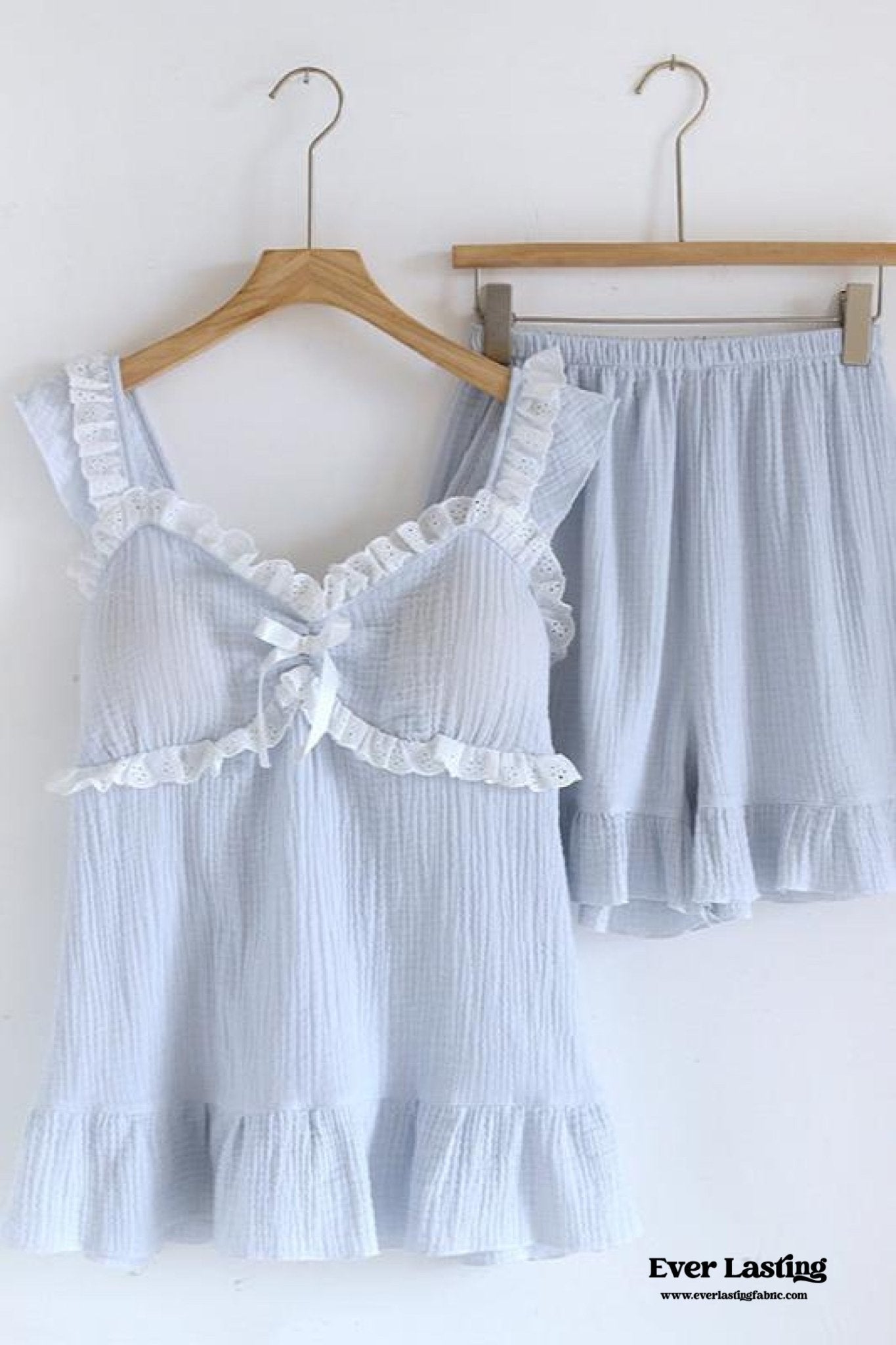 SWEET RUFFLE SHORTS PAJAMA SET / WHITE