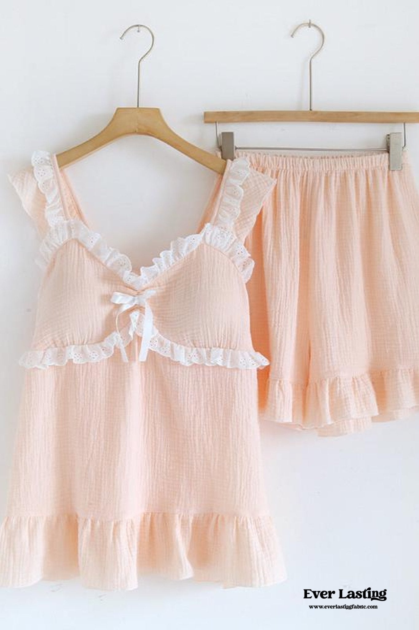 SWEET RUFFLE SHORTS PAJAMA SET / WHITE