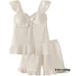 SWEET RUFFLE SHORTS PAJAMA SET / WHITE