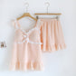 SWEET RUFFLE SHORTS PAJAMA SET / WHITE
