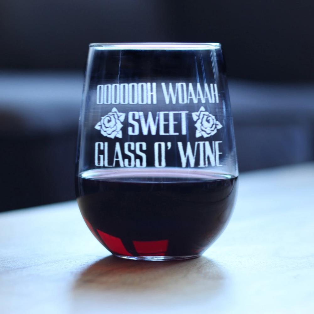 SWEET GLASS O’ WINE – CUTE FUNNY STEMLESS WINE GLASS, LARGE 17 OUNCES, ETCHED SAYINGS, GIFT BOX