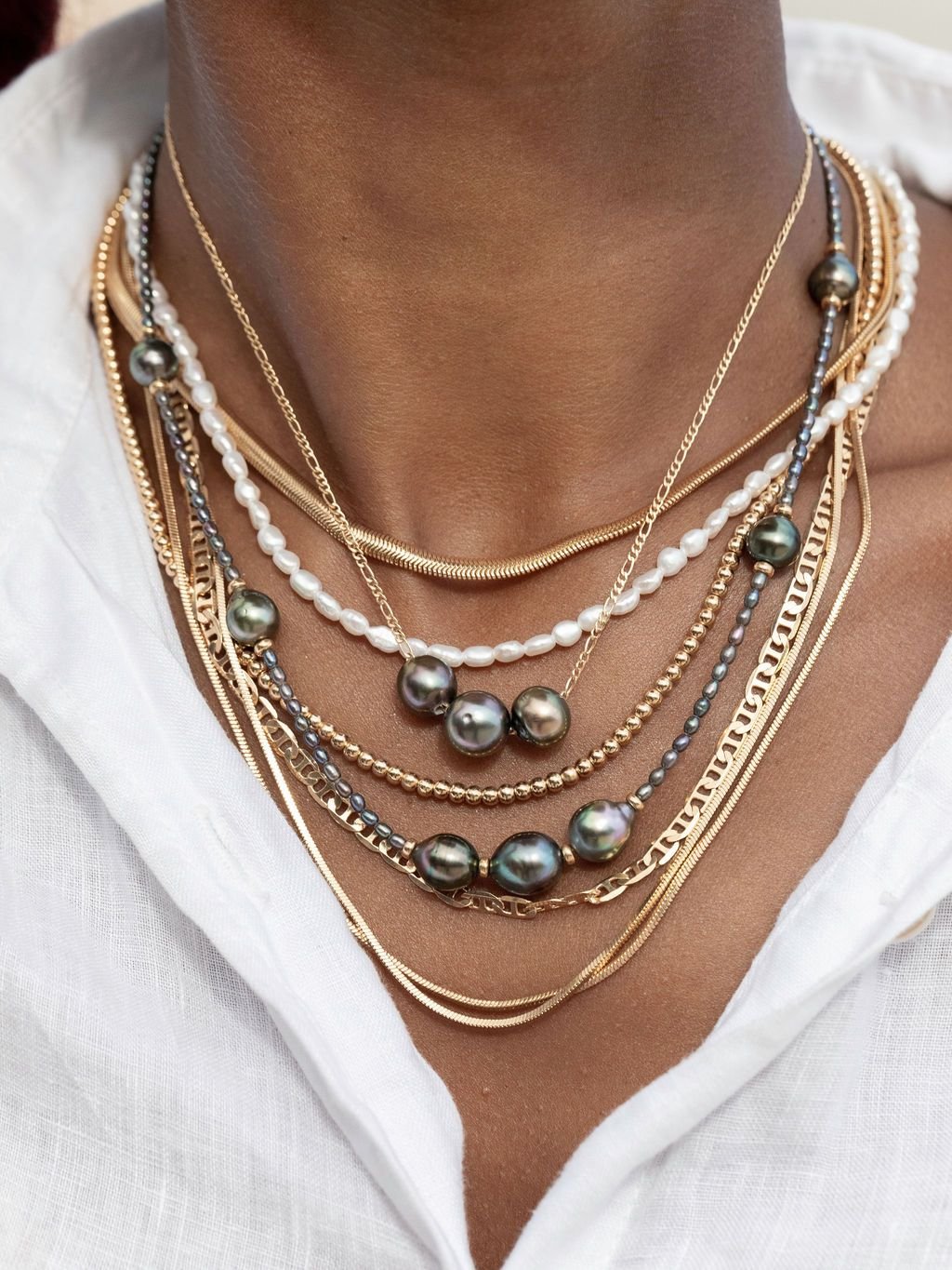 TAHITIAN PEARL BEADED NECKLACE - HOKULOA