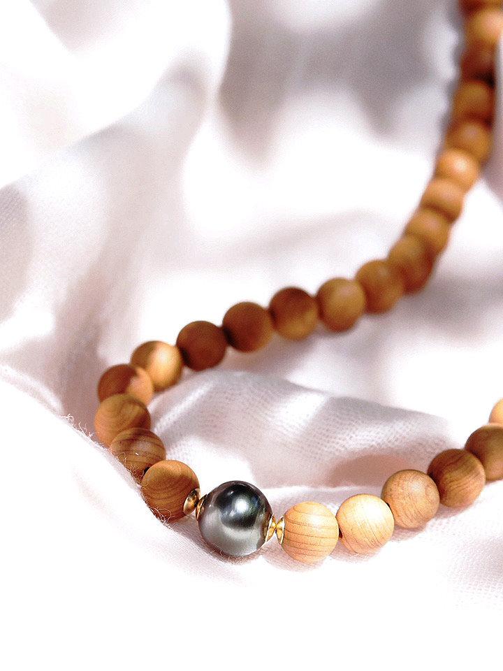 TAHITIAN PEARL SANDALWOOD NECKLACE - ROSELANI