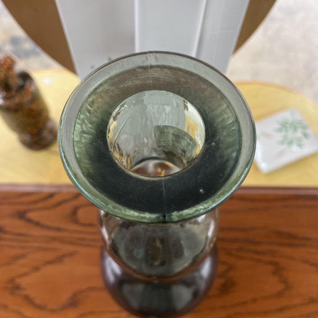 TALL GREEN GLASS VASE-Thriftique Marketplace