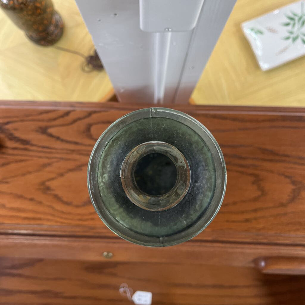 TALL GREEN GLASS VASE-Thriftique Marketplace