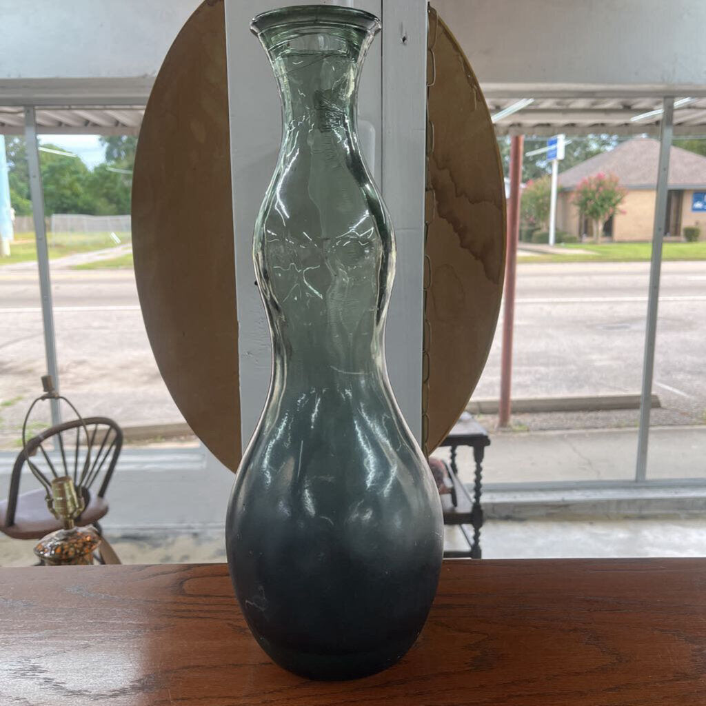 TALL GREEN GLASS VASE-Thriftique Marketplace