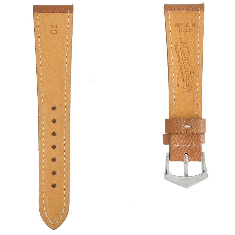 TAN HAMMERED CALFSKIN ECRU STITCHES WATCH STRAP