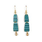 TEAL GRASSCLOTH LAYERED ARCHES EARRINGS WITH GOLD BEAD DANGLES