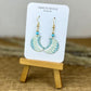 TEAL AND GREEN CRESCENT DROP EARRINGS WITH BEAD ACCENTS