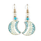 TEAL AND GREEN CRESCENT DROP EARRINGS WITH BEAD ACCENTS