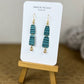 TEAL GRASSCLOTH LAYERED ARCHES EARRINGS WITH GOLD BEAD DANGLES