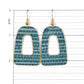 TEAL GRASSCLOTH OPEN ARCH EARRINGS - LARGE