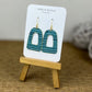 TEAL GRASSCLOTH OPEN ARCH EARRINGS - LARGE