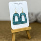 TEAL GRASSCLOTH OPEN ARCH EARRINGS - LARGE