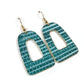 TEAL GRASSCLOTH OPEN ARCH EARRINGS - LARGE