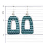 TEAL GRASSCLOTH OPEN ARCH EARRINGS - SMALL - SILVER